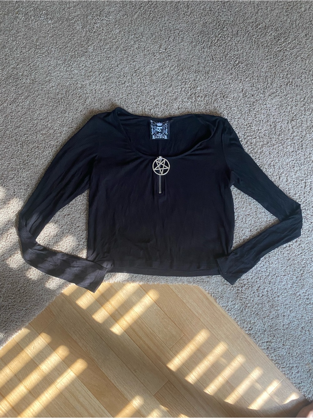 Killstar Elvina top featuring a pentagram zipper pull XXL